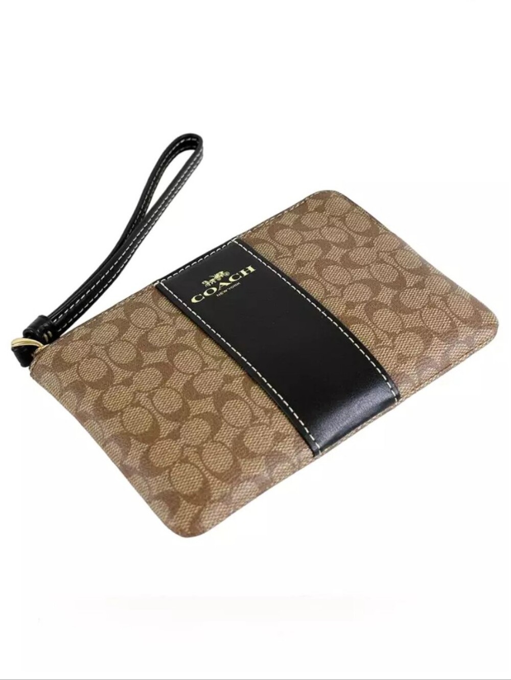 COACH Small Corner Zip Wristlet Micro Signature Logo - Picture 2 of 7